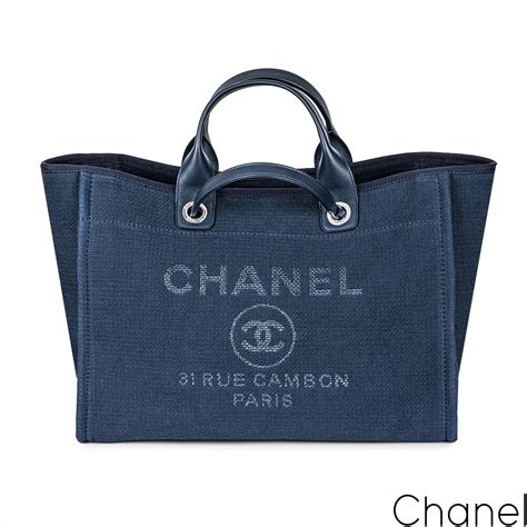 canvas shopper bag chanel blue|authentic Chanel shopping bag.